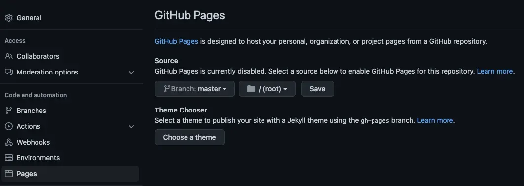 GitHub Pages setup
