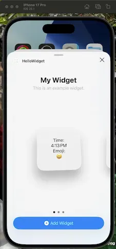 Add widget in simulator